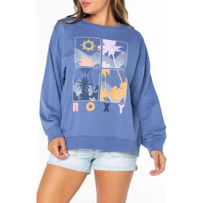 Roxy Coastal Motion Graphic Sweatshirt In Blue