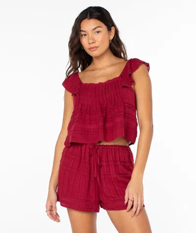 Roxy Coastal Rays Top In Burgundy