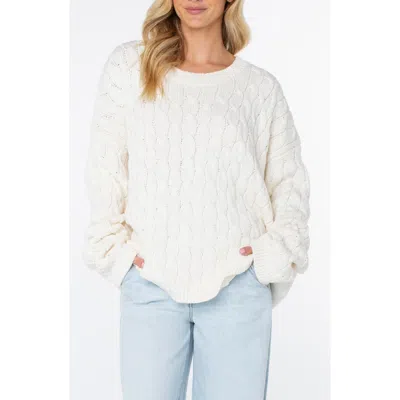 Roxy Cold Front Cable Stitch Sweater In Cocont Mlk