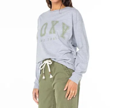 Roxy Collegiate Arch Long Sleeve T-shirt In Heritage Heather In Gray
