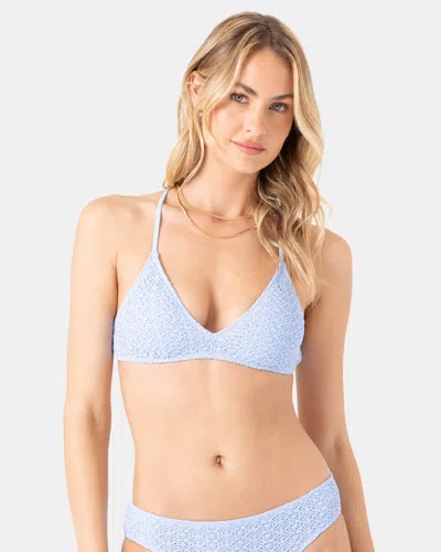 Roxy Crochet Athletic Triangle Bikini Top In Blue