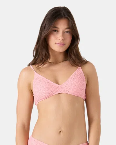 Roxy Crochet Athletic Triangle Bikini Top In Pink