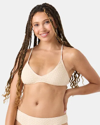 Roxy Crochet Athletic Triangle Bikini Top In Neutral