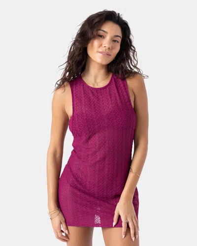 Roxy Crochet Cover Up Dress In Purple