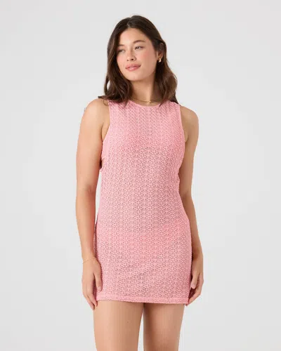 Roxy Crochet Cover Up Dress In Pink