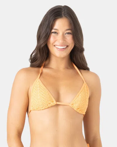 Roxy Crochet Mini Tiki Triangle Bikini Top In Orange