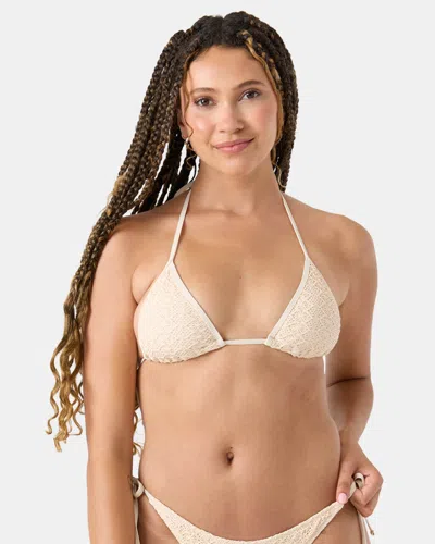 Roxy Crochet Mini Tiki Triangle Bikini Top In Neutral