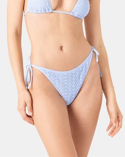 Roxy Crochet Tie Side Cheeky Bikini Bottom In Blue