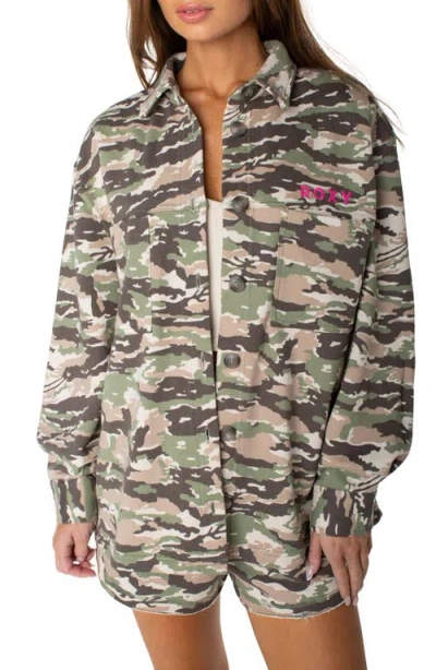 Roxy Dawn Light Camo Button-up Shirt In Green