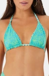 Roxy Dawn Patrol Reversible Triangle Bikini Top In Blue