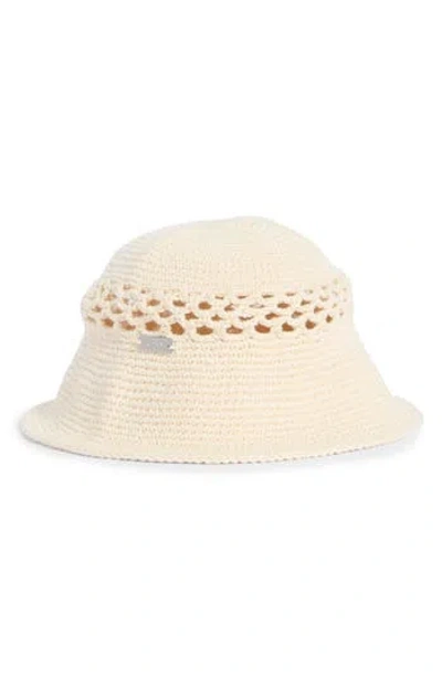 Roxy Down The Street Crochet Open Stitch Bucket Hat In Sand