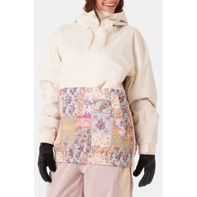 Roxy Downtown Patchwork Floral Waterproof Anorak In Multi