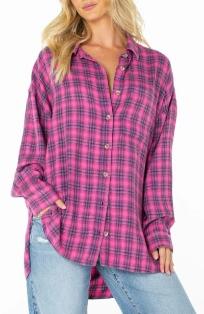 Roxy Driftwood Plaid Shirt In Pink