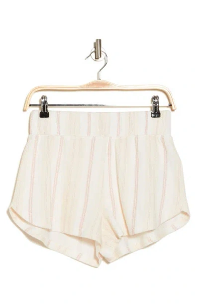 Roxy Drop A Wave Cotton Blend Shorts In Ash Rose Low Tide Stripe
