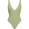 Roxy Juniors' Essouira Textured One-piece Swimsuit In Oil Green