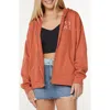 Roxy Evening Lineup Fleece Full Zip Graphic Hoodie In Brown