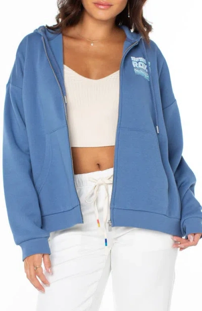 Roxy Evening Lineup Graphic Zip Hoodie In Blue