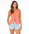 Roxy Fairweather Split Front Halter Top In Brown