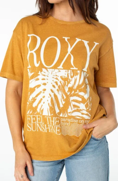 Roxy Feel The Sunshine Cotton Graphic T-shirt In Yellow
