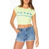 Roxy Five Palm Stripe Crop T-shirt In Multi