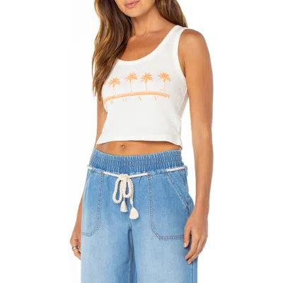 Roxy Five Palms Crop Cotton Graphic Tank In White