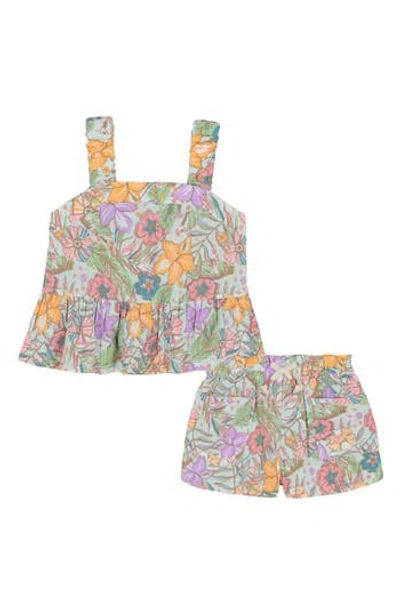 Roxy Babies'  Floral Cotton Peplum Tank & Shorts Set
