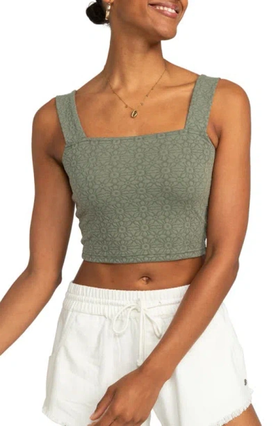 Roxy Floral Crop Tank Top In Agave Green