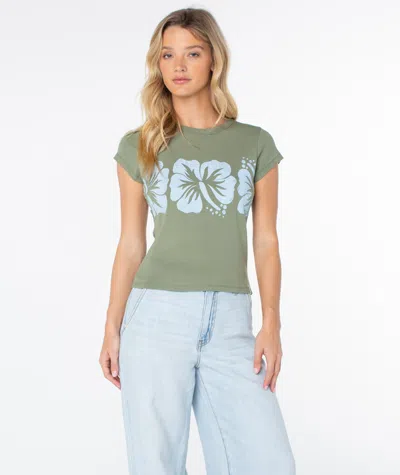 Roxy Flower Block 90s Baby Tee In Green