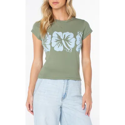 Roxy Flower Block '90s Graphic Baby Tee In Blue