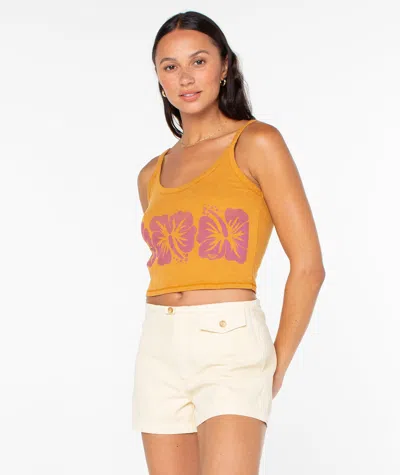 Roxy Flower Block Wanderer Tank In Yellow