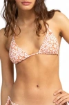 Roxy Fresco Tile Triangle Bikini Top In White