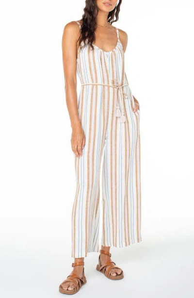 ROXY ROXY GALE STRIPE LINEN BLEND JUMPSUIT