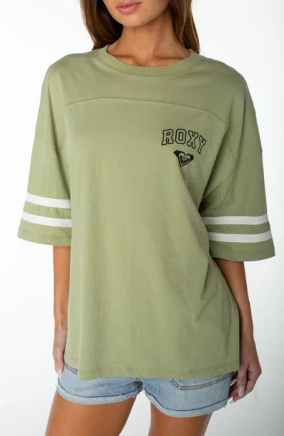 Roxy Game Day Graphic Oversized T-shirt In Green