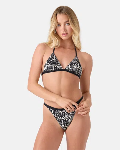 Roxy Geo Flower Fixed Triangle Bikini Top In Black