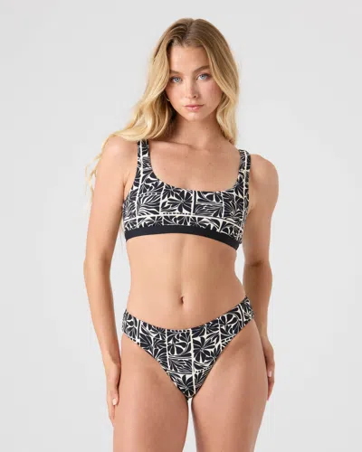 Roxy Geo Flower Sport Bralette Bikini Top In Black