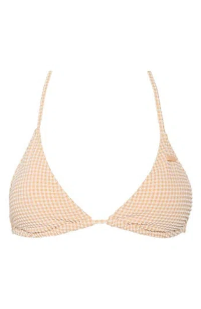 Roxy Gingham Tiki Triangle Bikini Top In Porcini