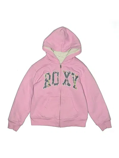 Pre-owned Roxy Girl Kids' Zip Up Hoodie In Pink
