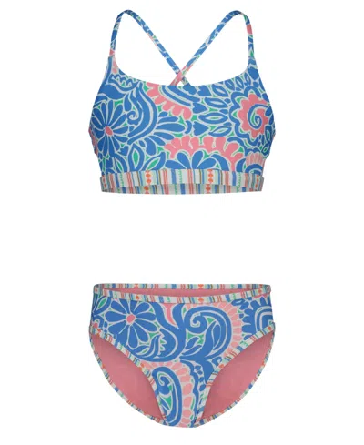 Roxy Girls' 7-16 Floral Printed Swim Top And Bottom, 2-piece Set In Animal Print