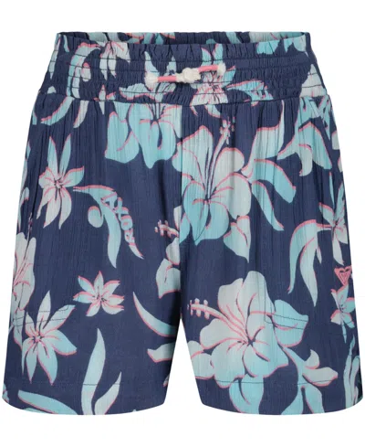 Roxy Kids' Girls' 7-16 Smocked Elastic Waistband Shorts In Blue