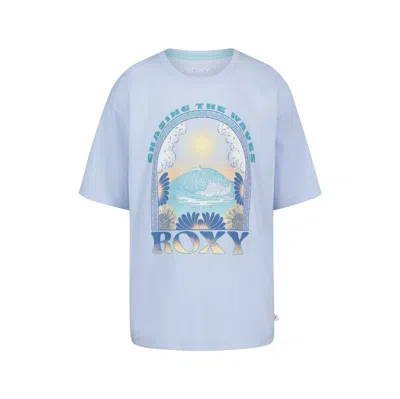 Roxy Girls' Chasing Waves Oversized Tee In Blue