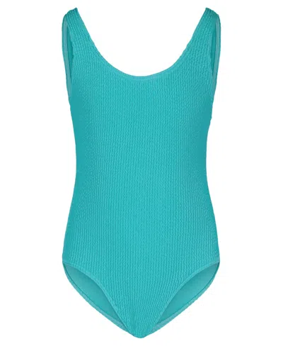 Roxy Girls' Crinkle Texture One Piece Swimsuit In Blue