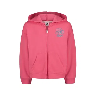 Roxy Girls' Hibiscus Stitch Zip Hoodie In Black
