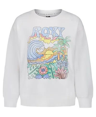 Roxy Girls' Nature Oversized Crewneck Sweatshirt In White
