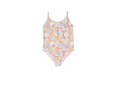 Roxy Kids' Girls  One Piece Swimsuit Multicolor Floral Sunset Beach Swimwear Asm200