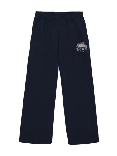 Roxy Kids' Girls Sunshine Mindset Logo Wide-leg Pants In Mood Indigo