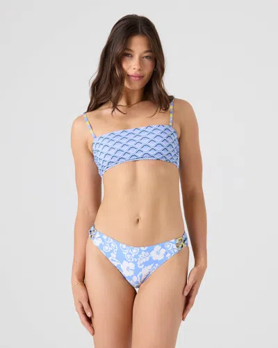 Roxy Golden Glow Lace Up Bandeau Bikini Top In Blue