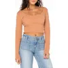 Roxy Good Keepsake Long Sleeve Ribbed Crop Top In Animal Print