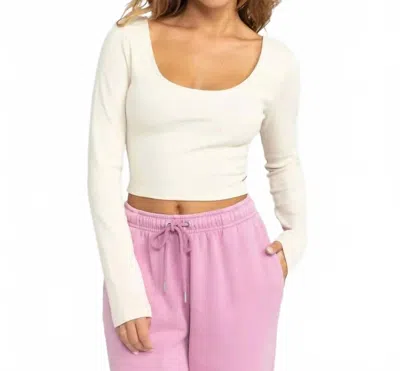 Roxy Good Keepsake Long Sleeve Top In Parchment In White