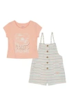 Roxy Graphic Tee & Shortall Set In Pink