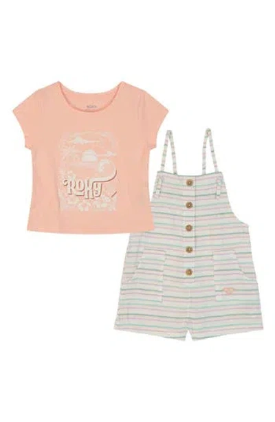 Roxy Babies'  Graphic Tee & Shortall Set In Pink